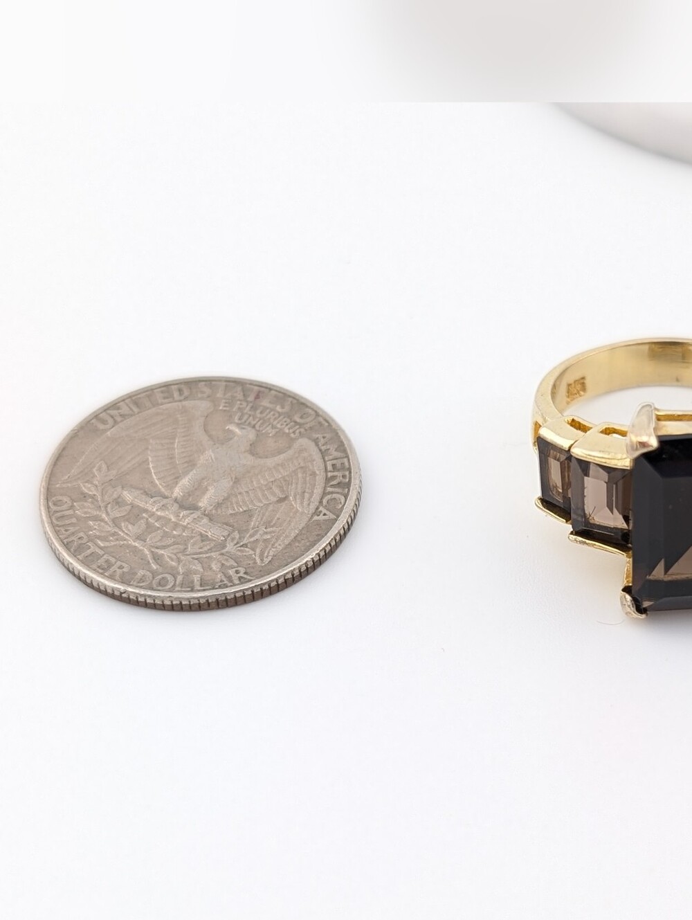 Vintage Gold Ring with Dark Smoky Stones - Picture 10 of 10